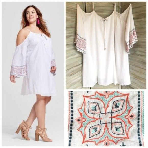 Ava & Viv Embroidered Festival Cold Shoulder Dress Peasant Boho Size 4X HW6997 - Picture 8 of 8